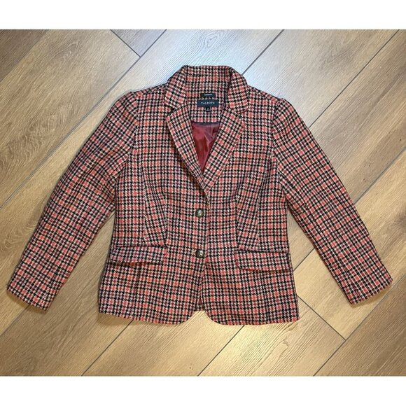 Talbots Red/Black/Tan Houndstooth Shetland Aberdeen Blazer Size 8 - Picture 3 of 9